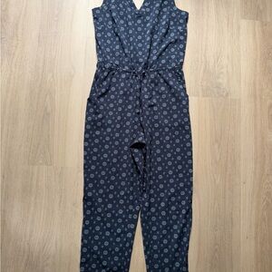 Toad&Co Navy Printed Sleeveless Jumpsuit with Drawstring